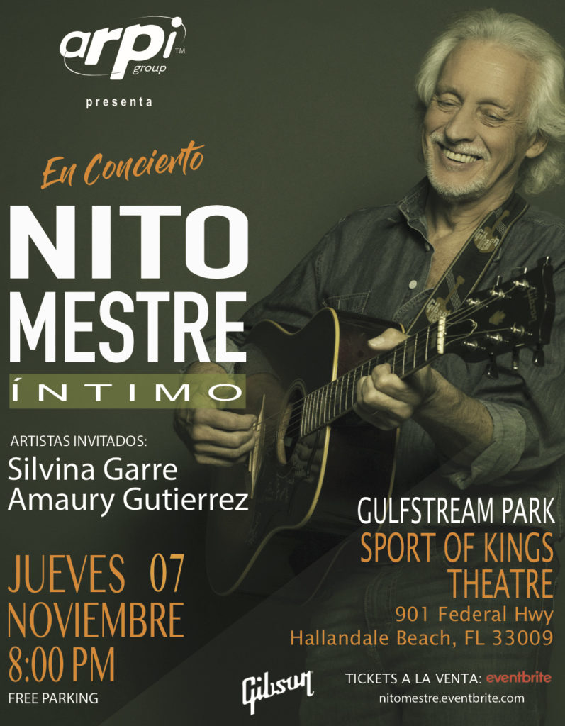 Nito Mestre, pionero del rock argentino, acompañado de otra coterránea, la leyenda rosarina Silvina Garré y el cantautor cubano Amaury Gutiérrez, todos una misma noche, Impresionante! Nos vemos allí http://bit.ly/nitomiami