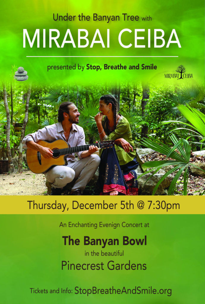 El dúo de música sanadora y consciente Mirabai Ceiba regresa a Miami el Jueves 5 de diciembre, en los jardines de Pinecrest. Será una noche mística y mágica Boletos http://bit.ly/mirabaiceibainconcert